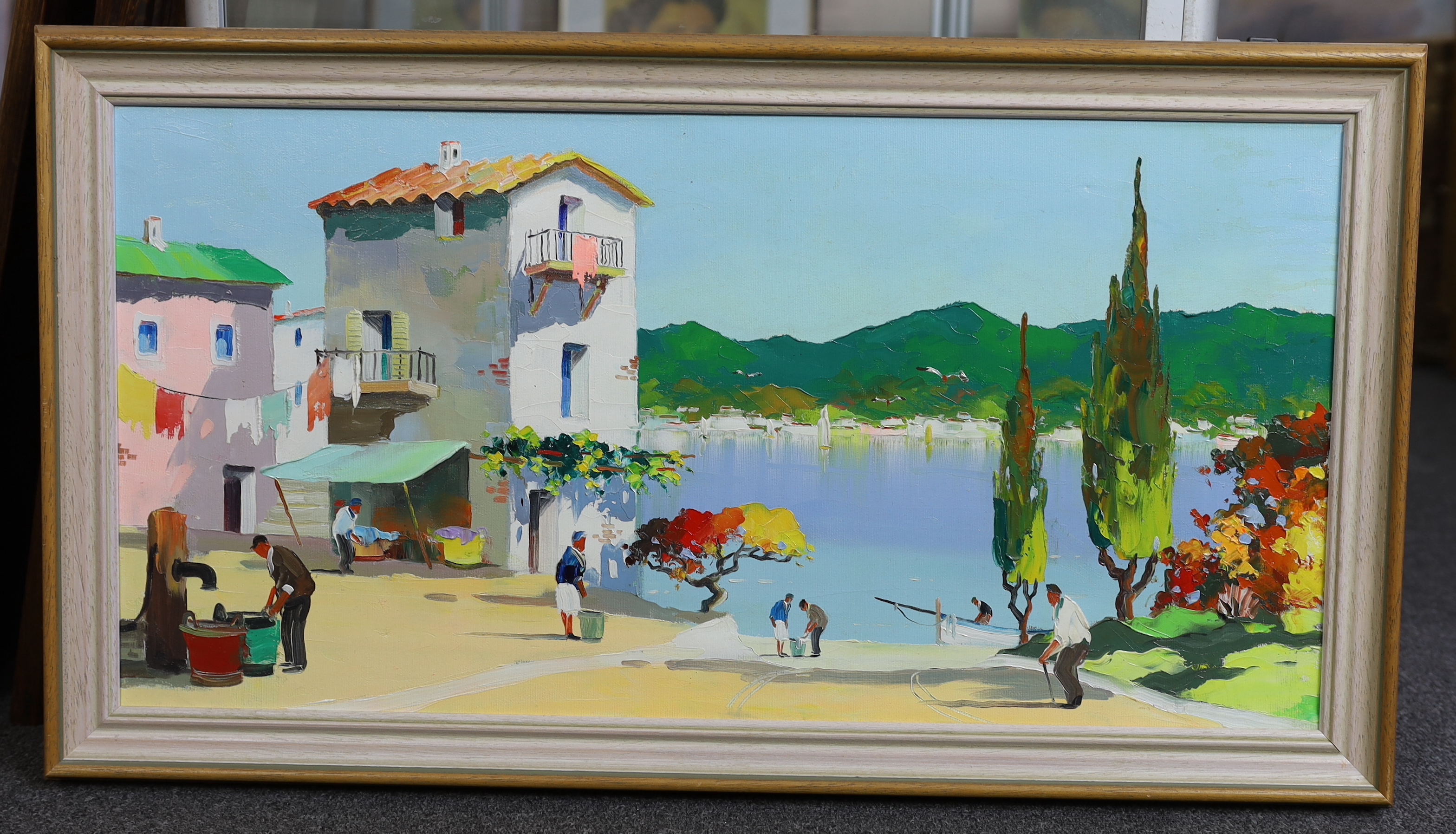 Cecil Rochfort D'Oyly John (English, 1906-1993), 'Along the Spanish Riviera, near Benidorm', oil on canvas, 35 x 70cm
